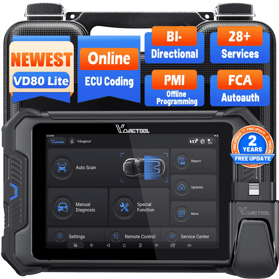 VDIAGTOOL VD80 BT Lite Bluetooth OBD2 Scanner Diagnostic Tool with ECU Cod-ing All System Bidirectional Scan Tool, 28+ Services