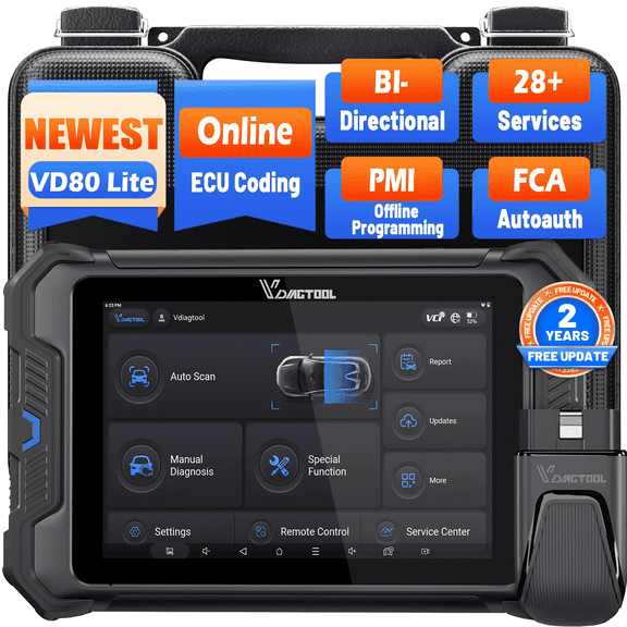 VDIAGTOOL VD80 BT Lite Wireless OBD2 Scanner Diagnostic Tool with ECU Cod-ing All System Bidirectional Scan Tool, 28+ Services