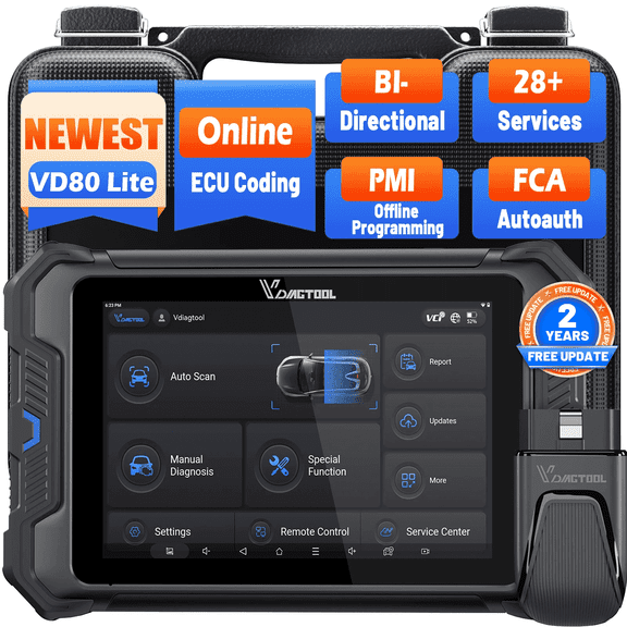 VDIAGTOOL VD80 BT Lite Bluetooth OBD2 Scanner Diagnostic Tool with ECU Cod-ing All System Bidirectional Scan Tool, 28+ Services