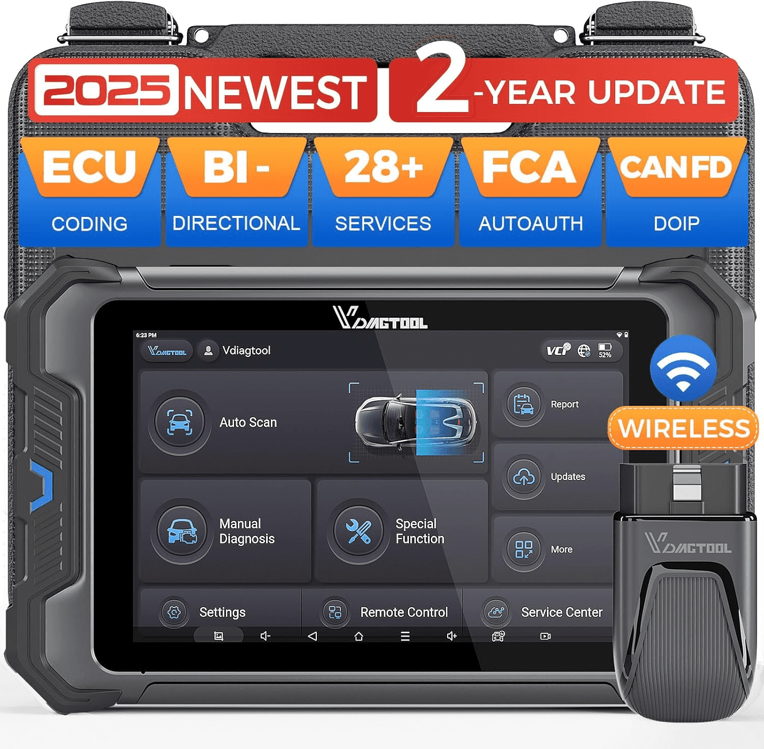 VDIAGTOOL VD80 BT Lite Wireless OBD2 Scanner Diagnostic Tool with FCA ...