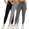 thumbnail image 1 of VDJ 3 Packs Womens Jogger Elastic Waisted Drawstring Athletic Pants Casual Fit Lounge Pants Jogging ith Pockets Size S, 1 of 5
