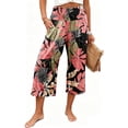 thumbnail image 1 of VDJ Flowy Pants for Women High Waist Loose Casual Pazazzo Capris Summer Fall Wide Leg Lounge Pants Floral Pull On Trousers Size XL, 1 of 10
