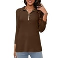 thumbnail image 1 of VDJ Tshirts for Women 3/4 Sleeve Lightweight Fall Tee Shirts Cozy Warm Lounge Blouse Brown Tops Clothing Size L, 1 of 8
