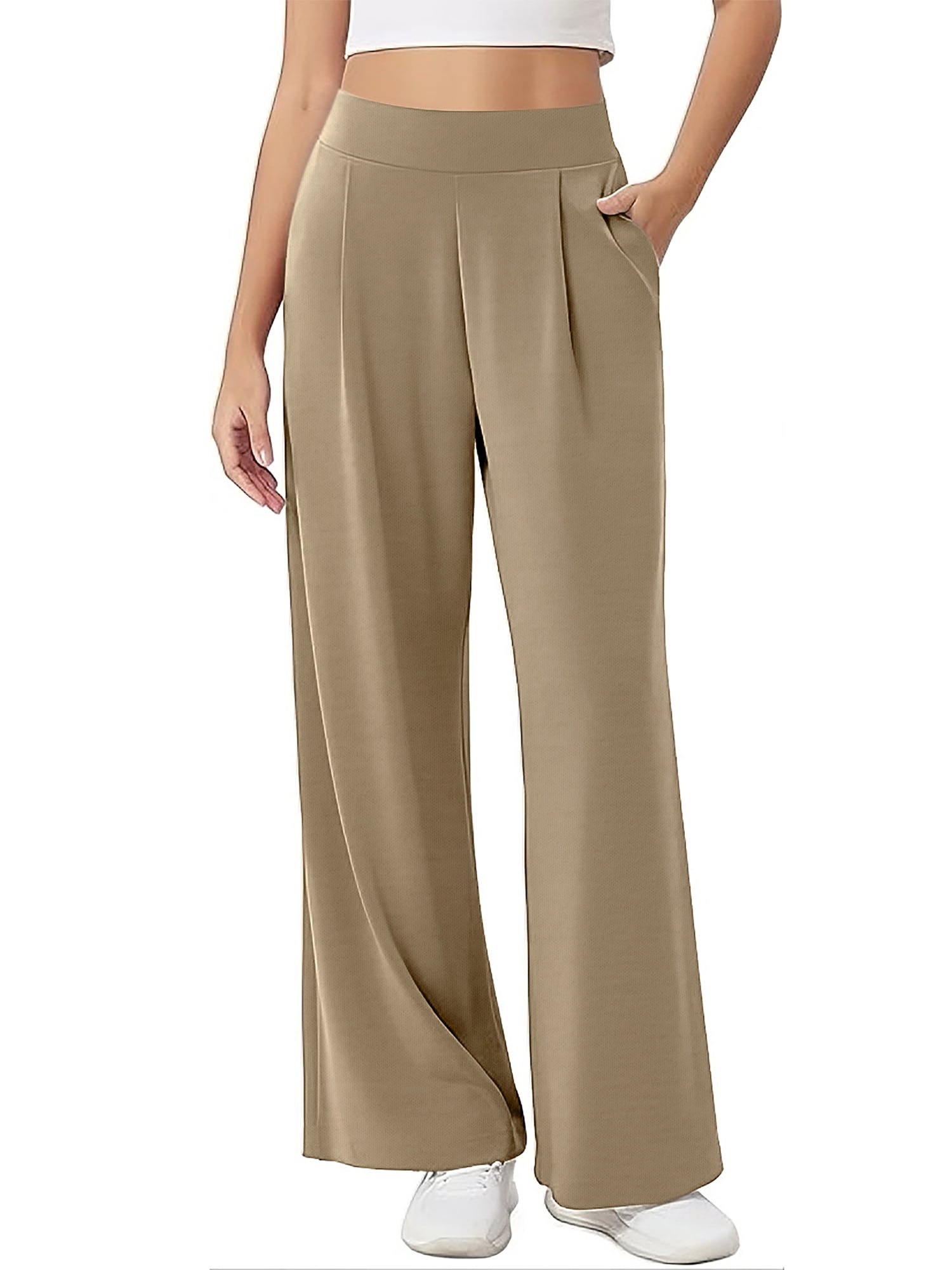 VDJ Wide Leg Pants for Women High Waist Yoga Pants Pull On Flare