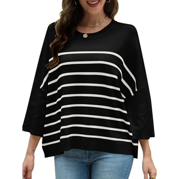 VDJ Women 3/4 Sleeve Tops Oversized Casual Loose 2025 Fashion Soft Knit T Shirts Comfort Lightweight Thin Sweaters Size L