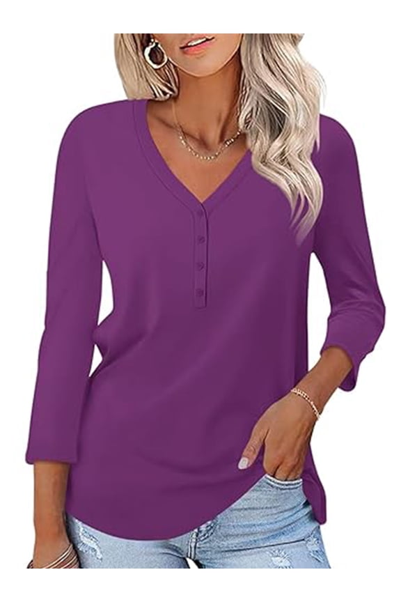 Women Fall Shirts Lightweight Dressy Casual Tshirts Dark Blue Solid Button Down Blouse Tunic Tops Size L