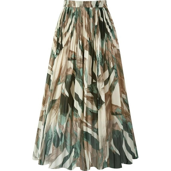 VDJ Women Floral Printed Skirts High Waisted Flattering Summer Beach A-Line Flowy Midi Skirtw for Ladies Size XXL