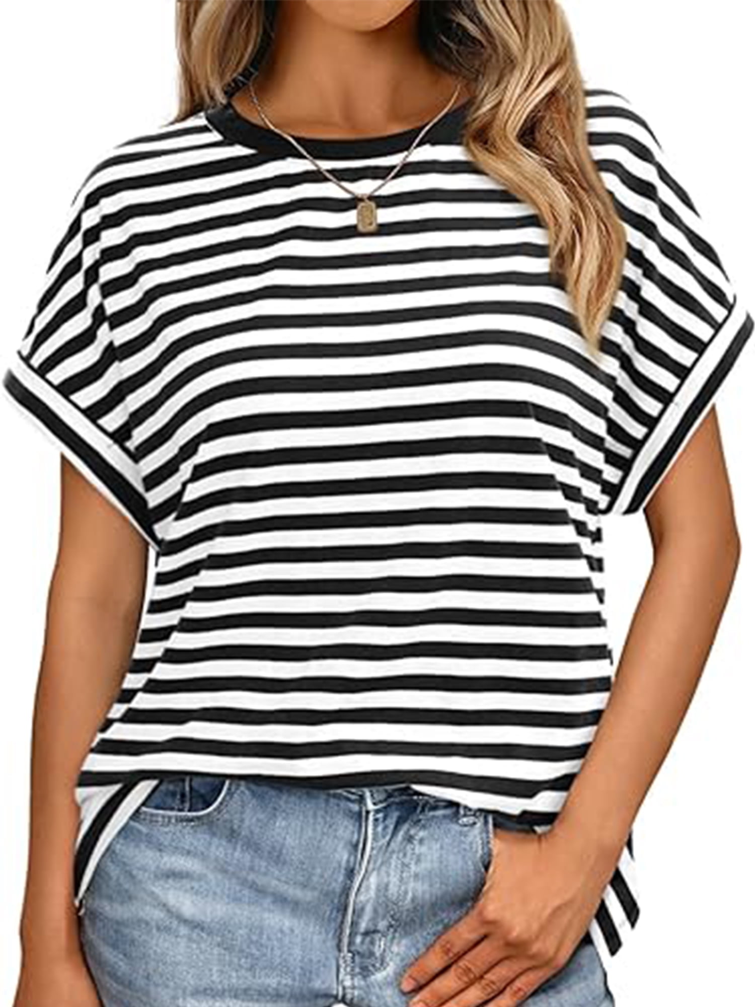 Printed Drop Shoulder Women's T-shirt Summer Fashion Casual Women's Top Idle Style