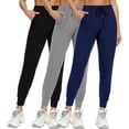 thumbnail image 1 of VDJ Women's Jogger Athleisure Elastic Wasited Sweatpants Workout Lounge Jogging Athletic Bottom Trousers with Pockets for 3 Packs Size S, 1 of 5