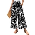 thumbnail image 1 of VDJ Women's Smmer Capri Pants Casual Wide Leg Elastic Waist Lightweight Floral Printed Cropped Loose Pants with Pockets Size M, 1 of 1
