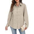 thumbnail image 1 of VDJ Womens Button Down Shirts Long Sleeve Casual Collared Business Blouse Lightweight Casual Work Tops Size L, 1 of 10
