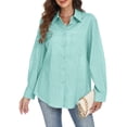 thumbnail image 1 of VDJ Womens Button Down Shirts Long Sleeve Casual Collared Business Blouse Lightweight Casual Work Tops Size M, 1 of 9