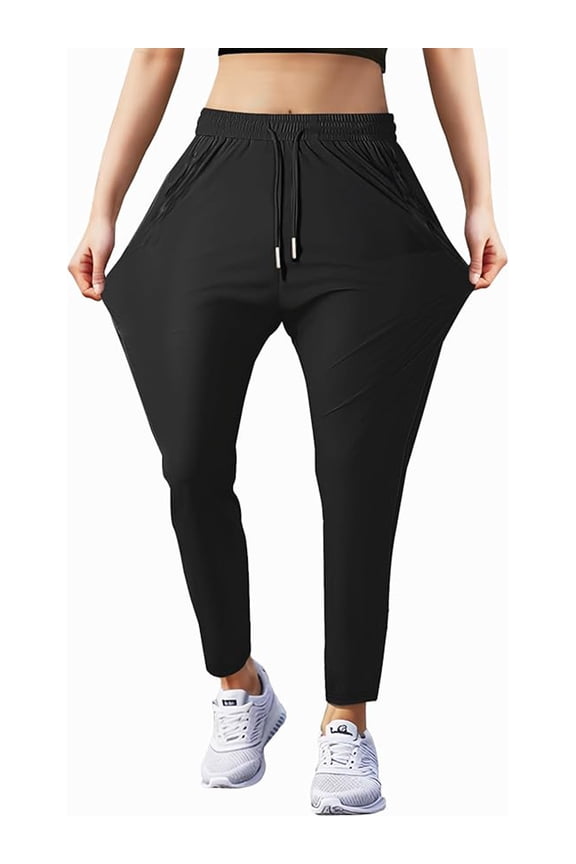 Womens Hiking Pants Lightweight Breathable Quick Dry Joggers Elastic Waist Athletic Running pants with Size Pockets Size XL