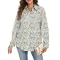 thumbnail image 1 of VDJ Womens Long Sleeve Button Down Shirts Floral Printed Fashion Tops Fall Winter Holiday Blouses Outfits Size S, 1 of 8