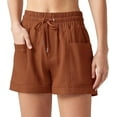 thumbnail image 1 of VDJ Womens Shorts Summer Casual Elastic Waist Drawstring Wide Leg Short Pants Caramel Solid Fashion Short Pants Size XL, 1 of 11