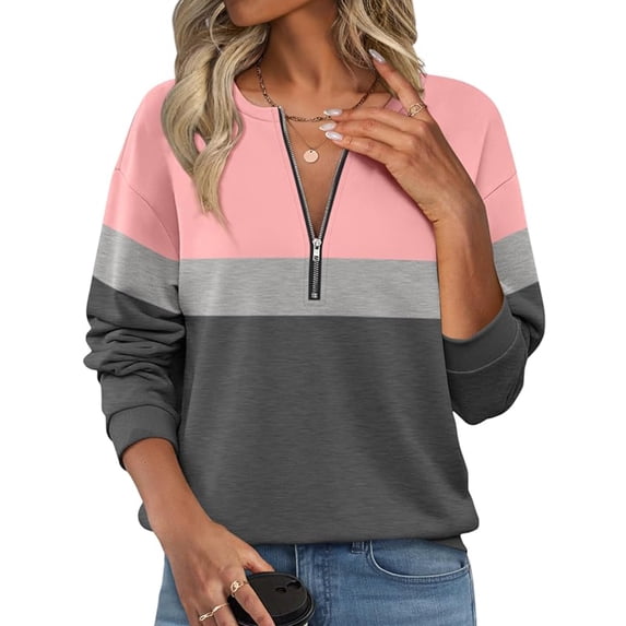 VDJ Womens Sweatshirts Half Zip Up Crewneck Long Sleeve Pullover Tops Color Block Fall Winter Fashion Workout Sweat Shirts 2026