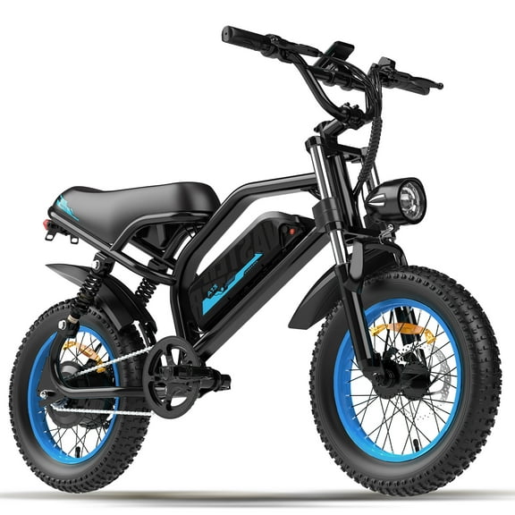 VDL Mountain Electric Bike , 16" Fat Tire Ebike, Wider Seat 800W Peak Motor, Removable Battery, Front Fork Suspension