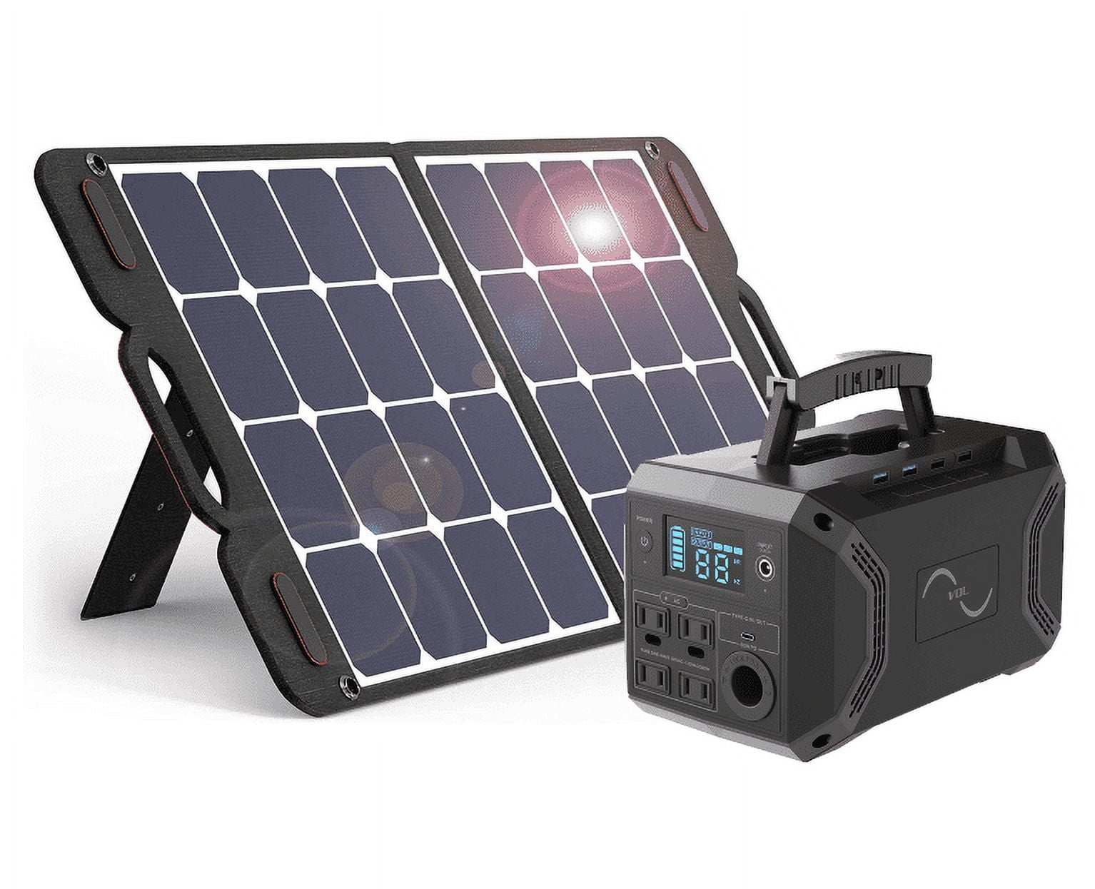 VDL Portable Power Station 299Wh Capacity with 1x100W Solar Panel, 300W  Solar Generator Backup Battery Pure Sine Wave AC Outlet 