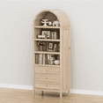 thumbnail image 1 of ANHDAH 71-inch Tall Wood Bookcase with 4 Adjustable Shelves & Drawers, Arched Display Cabinet for Adult Home Office, Living Room Decor, 1 of 9