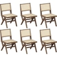 thumbnail image 1 of ANHDAH Set of 6 Rattan Dining Chairs, Mid Century Modern Woven Side Chairs with Wood Legs for Indoor Outdoor Use in Dining Room & Bedroom, 1 of 7