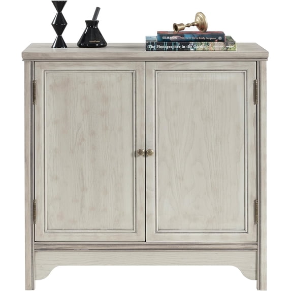 ANHDAH Vintage Solid Wood Buffet Cabinet - Natural Veneer, Water-Based Paint, 2 Doors & Shelves for Dining Room, Entryway Storage