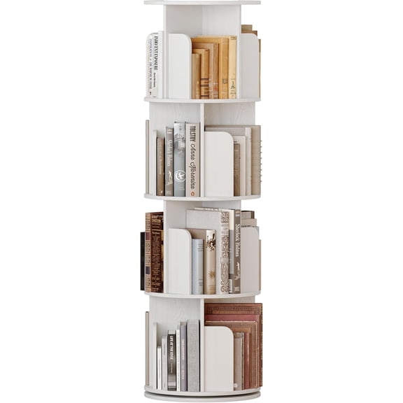 ANHDAH 4 Tier Rotating Bookshelf, 360° Revolving Bookcase Tower with Standing Storage Display Rack for Home, Study, Office