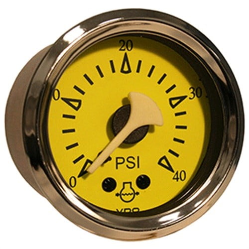 VDO Allentare Yellow/Blue 40PSI Mechanical Water Pressure Gauge