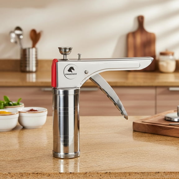 VDO HONEST Stainless Steel Kitchen Press & Grating Machine with 15 Stainless Steel Discs - Manual Sev, Murukku, Idiyappam, Noodle, and Namkeen Maker for Home Kitchen