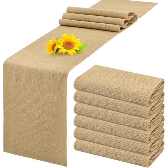 VDS Pack of 20, Burlap Table Runner 100% Natural Jute Rustic Hessian Table Cloth Centrepiece for Wedding Bridal Shower Birthday Event Party Banquet Table Decoration (Size 12X72 Inch)(Natural Beige)