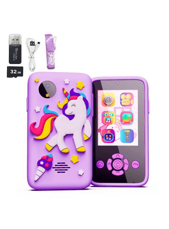 VDVO Kids Smart Phone for Girls Toy Camera Phone for Toddler Birthday Gifts for 3-8 Years Old Children with 32G SD Card Purple*1