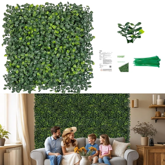 VDVST Grass Wall Panels,10" X 10" 12Pcs UV-Anti Boxwood Panels,No Fade Artificial Grass Wall Greenery Backdrop for Indoor Outdoor Privacy,Birthday Wedding Party Decor,Green Wall Decor(8.33 SQFT) A101