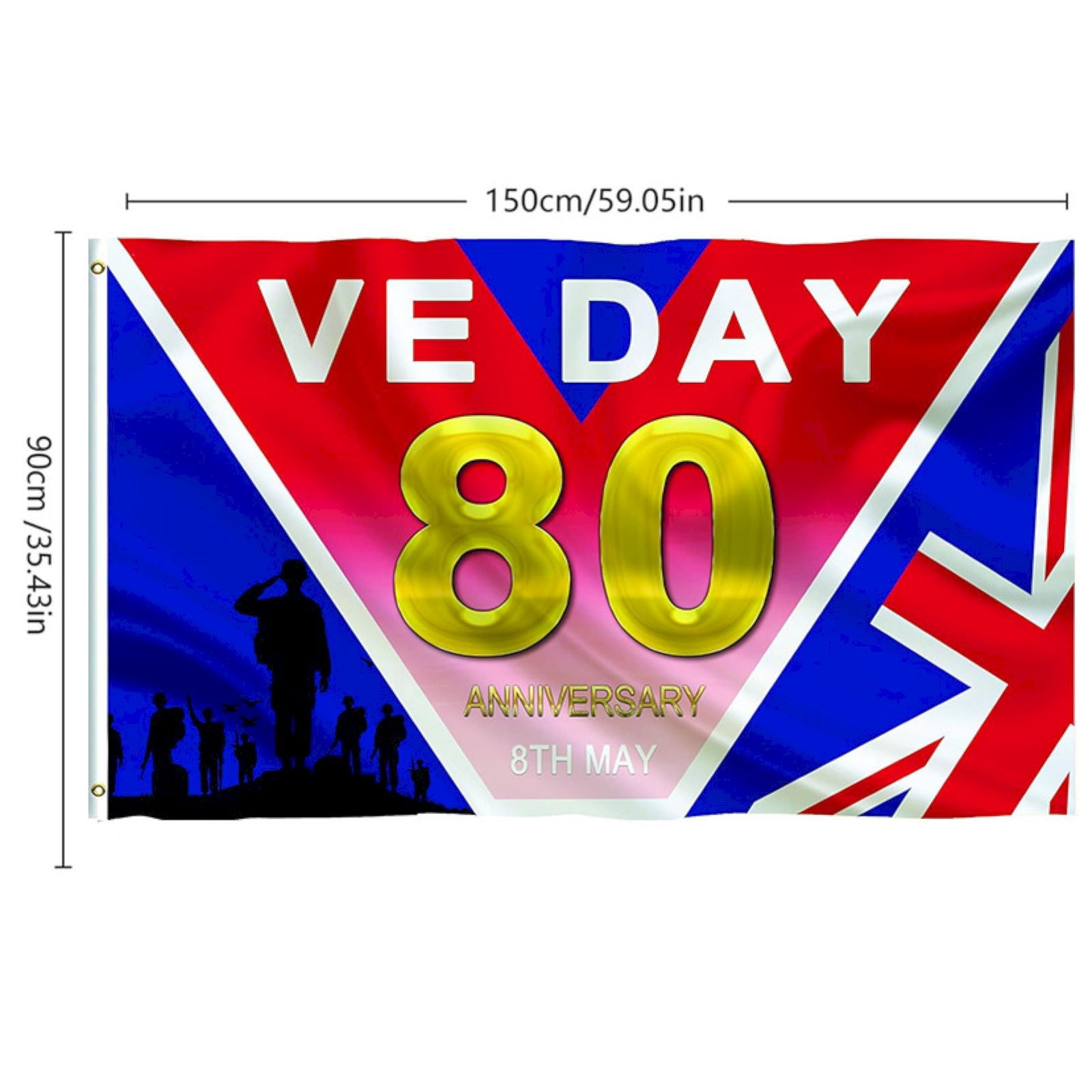 VE Day 80th Anniversary Flag Celebration Large Flag Decorations Gifts ...