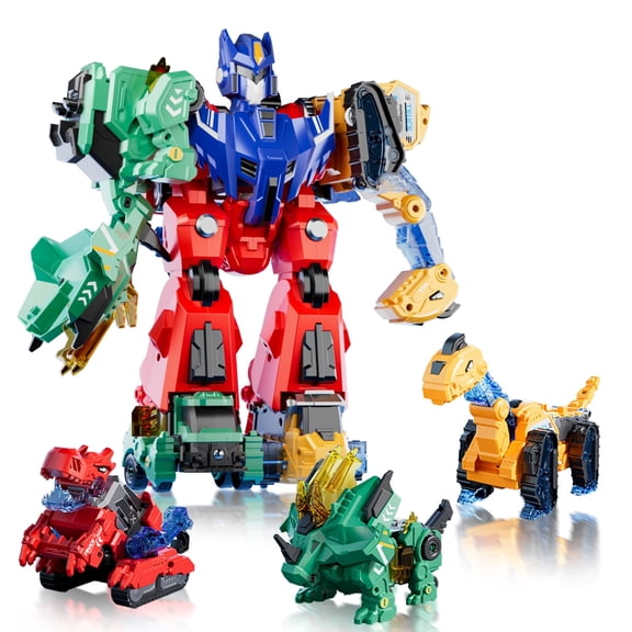 VEAIS Magnetic Deformable 6-in-1 Transformable Dinosaur Robot Toy Educational STEM DIY Assembly