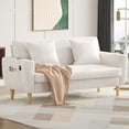 thumbnail image 1 of VEANERWOOD 66" Wide Loveseat, Cushion 2-seat Chenille Sofa with USB Charging Station and Station for Bedroom, Soft Plush Material Loveseat Sofa, Beige, 1 of 6