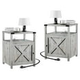 thumbnail image 1 of VEANERWOOD Farmhouse Nightstand with Charging Station,Living Room Side Table,Grayish White, 1 of 9