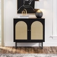 thumbnail image 1 of Sideboard Buffet Cabinet with 2 Rattan Doors, 31” Kitchen Storage Cabinet with Adjustable Shelf and Metal Legs for Dining Living Room, Hallway, Entryway, Black, 1 of 8