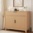 thumbnail image 1 of VEANERWOOD Sideboard Storage Cabinet with Doors and Shelves, Wooden Fluted Cabinet with Adjustable Shelves, Credenza Storage Cabinet for Kitchen, Living Room, 1 of 8