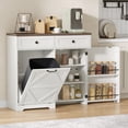 thumbnail image 1 of VEANERWOOD Tilt Out Trash Cabinet for 13 Gallon Garbage Can, Kitchen Storage Cabinet with Remove Odor, 2 Drawer and Spice Rack, White, 1 of 12