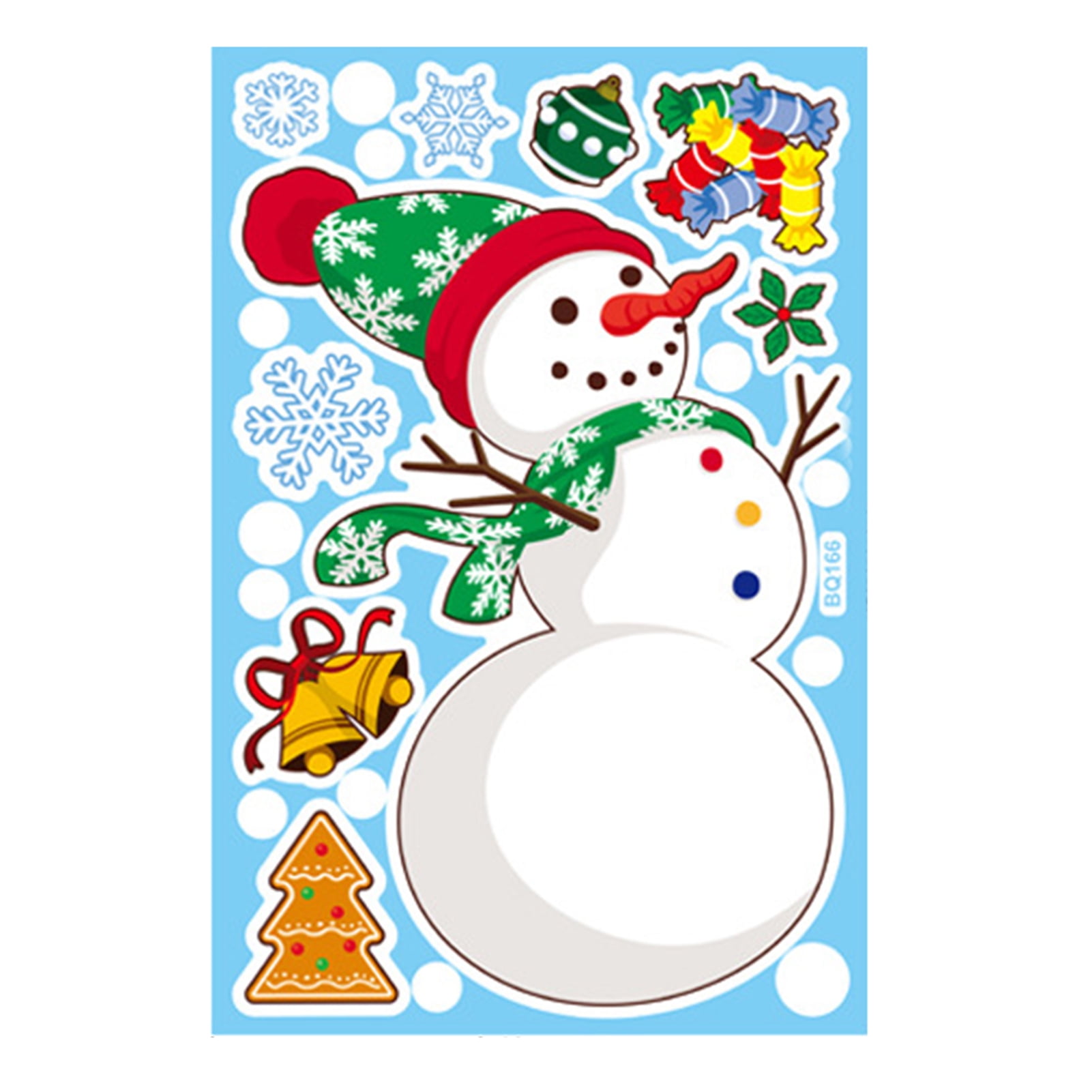 VEAREAR Christmas Wall Stickers Cute Santa Claus Elk Snowman Snowflake Bear Doublesided Decal