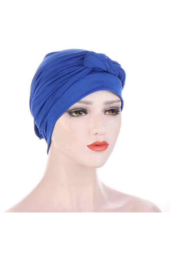 Head Scarf Solid Color Braid Headdress Brimless Pure Color Turban Cap Party Accessories