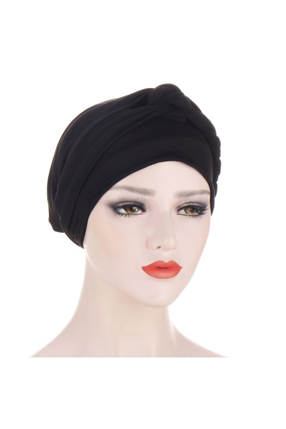 Head Scarf Solid Color Braid Headdress Brimless Pure Color Turban Cap Party Accessories