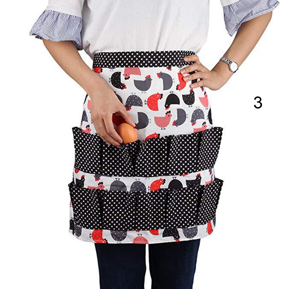 VEAREAR Kitchen Farm Hen Print Two-row Chicken Egg Collecting Gathering  Apron Pocket 
