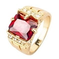 thumbnail image 1 of VEAREAR Luxury Men Square Cubic Zirconia Rhinestone Finger Ring Wedding Jewelry Gift, 1 of 5