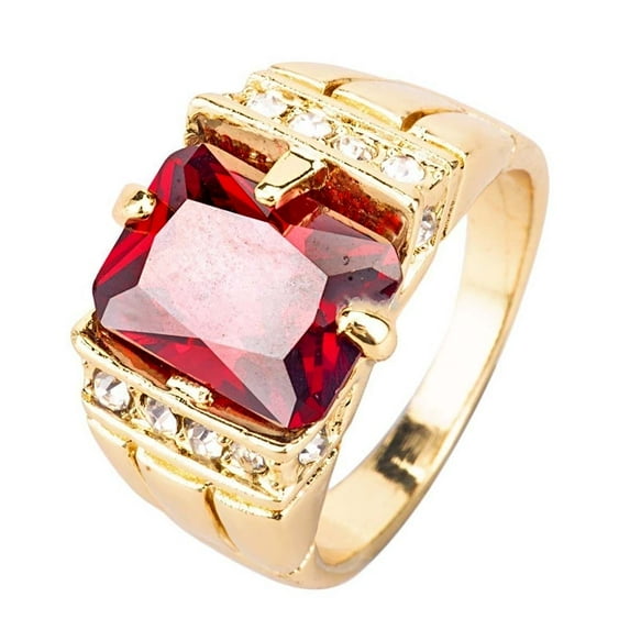 VEAREAR Luxury Men Square Cubic Zirconia Rhinestone Finger Ring Wedding Jewelry Gift