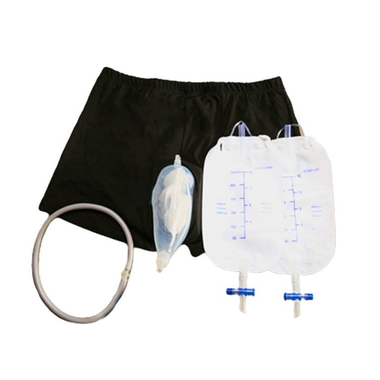 VEAREAR Men Reusable Urinal Bag Silicone Urine Funnel Catheter Holder  Shorts Underwear 