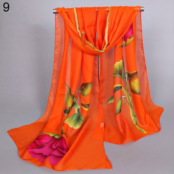VEAREAR New product introduction,Women Fashion Long Soft Wrap Shawl Rose Flower Printed Sheer Chiffon Scarf
