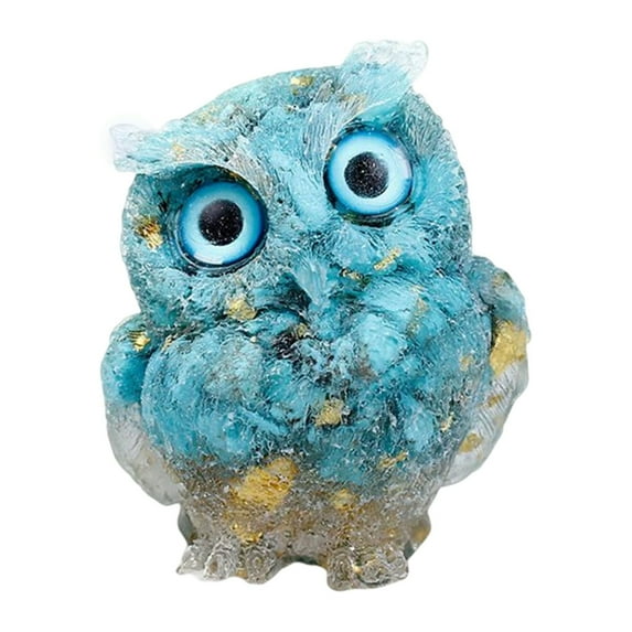 VEAREAR Owl Ornament Manual Drip Adhesive Faux Crystal Vivid Owl Animal Figurine for Home