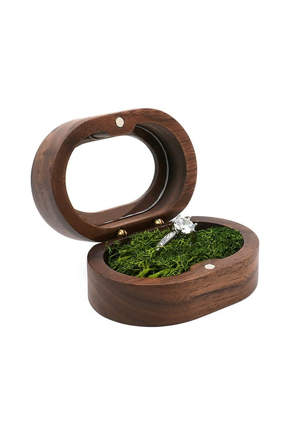 Ring Box Retro Solid Wood Storage Box Transparent Visible Design Display Jewelry Holder Wedding Ring Holder Bracelet Necklace Box Engagement Supplies