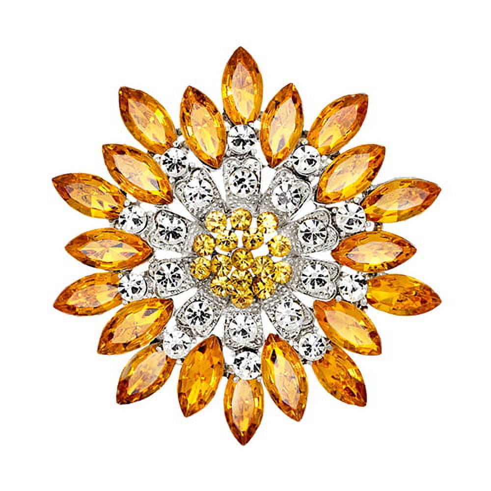 Purple Rhinestone Flower Brooch Pin - Alloy & Crystal Wedding Dress Jewelry Accessory For Women - View #2