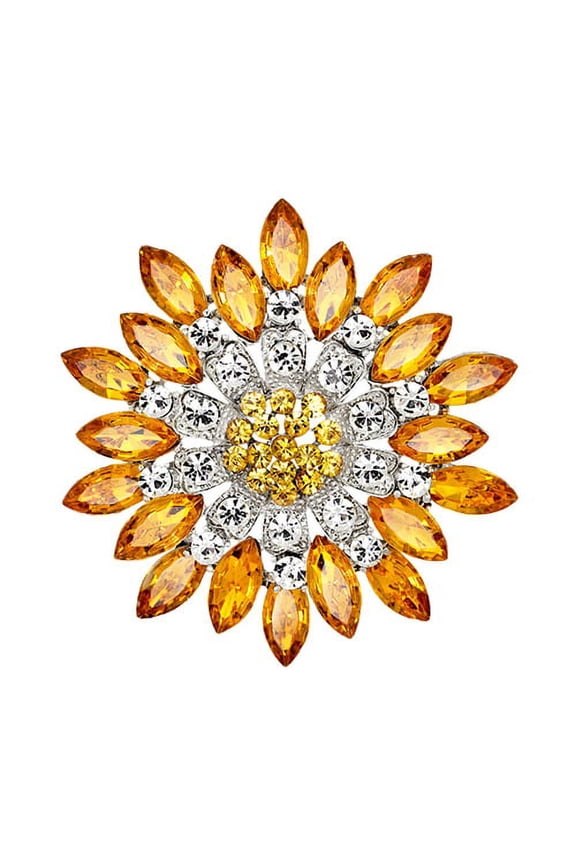 Women Fashion Flower Brooch Crystal Rhinestone Jewelry for Wedding Party Gift